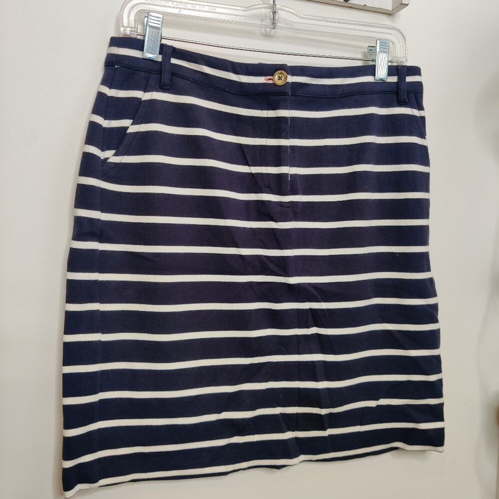Boden Navy & White Striped Mini Skirt Size 8 Long